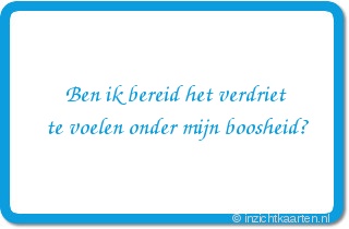 Ben ik bereid het verdriet
te voelen onder mijn boosheid?