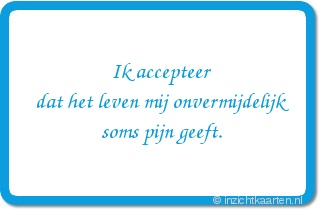 Ik accepteer
dat het leven mij onvermijdelijk
soms pijn geeft.